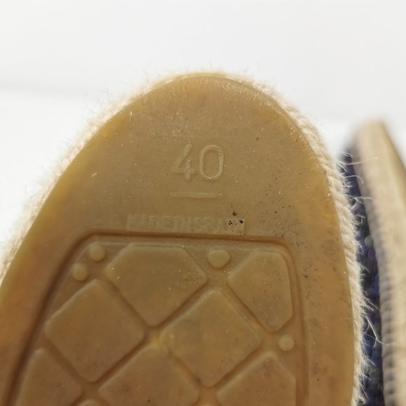 CHANEL Tweed Blue Metallic Bronze Cap Toe Espadrilles Flats - Picture 7 of 8